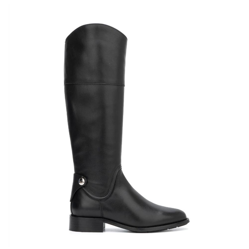 Aquatalia Black Leather Nerina Knee High Tall Riding Boot in Black, Size 6.5